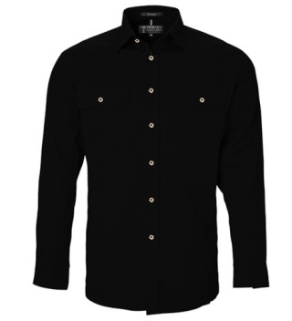 Pilbara Open Front Shirt L/s:Black
